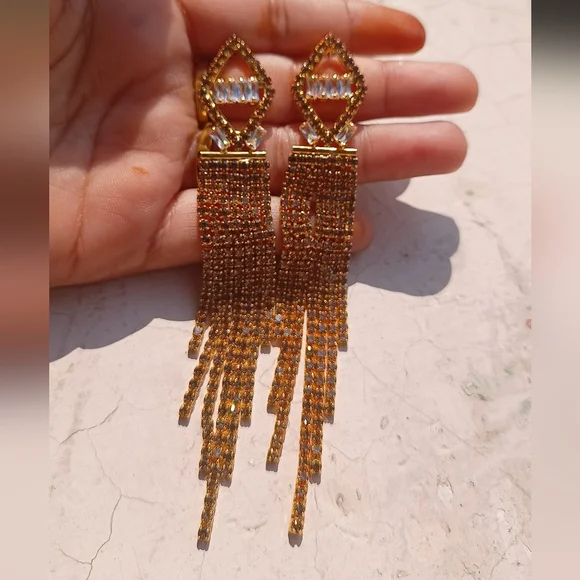 Studded Tassle earings - Picture 10 of 10